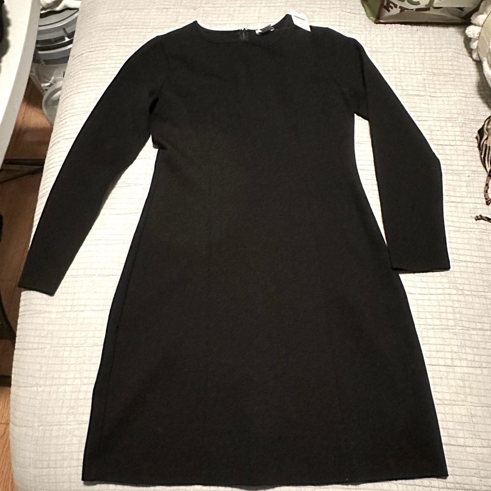 J crew black ponte dress, 3/4 sleeve knee length